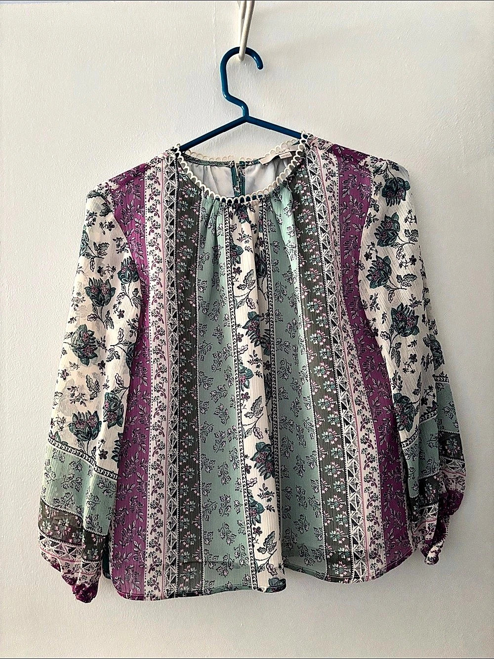 LOFT Floral Blouse in Green & Pink